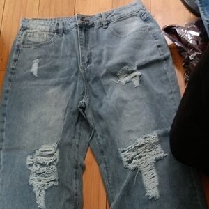 Distressed Blue Boyfriend Jeans